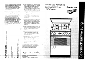 Bedienungsanleitung Buderus-Le Maitre HST4346 Herd