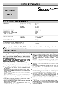 Mode d’emploi Selecline STL501 Lave-linge