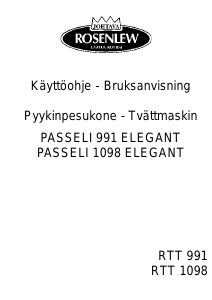 Bruksanvisning Rosenlew RTT991-1 Tvättmaskin