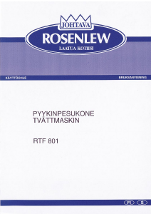 Käyttöohje Rosenlew RTF801 Pesukone