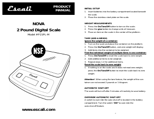 Handleiding Escali P21PL-M Nova Keukenweegschaal