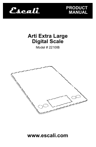 Manual de uso Escali 2210IB Arti XL Báscula de cocina