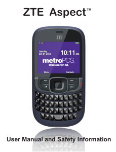 Manual ZTE Aspect (Metro PCS) Mobile Phone