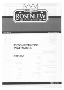 Bruksanvisning Rosenlew RTF800 Tvättmaskin