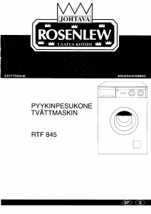 Käyttöohje Rosenlew RTF845 Pesukone
