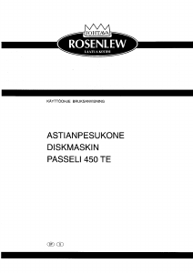 Bruksanvisning Rosenlew PASSELI 450 TE Diskmaskin