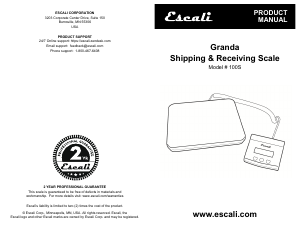 Manual de uso Escali 100S Granda Shipping Báscula de cocina