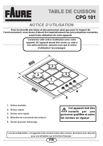 Mode d’emploi Faure CPG101X Table de cuisson