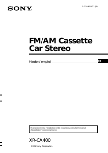 Mode d’emploi Sony XR-CA400 Autoradio