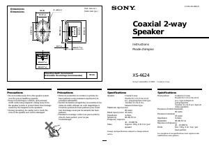 Mode d’emploi Sony XS-4624 Haut-parleur voiture