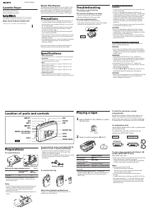 Mode d’emploi Sony WM-EX372 Walkman Enregistreur de cassettes