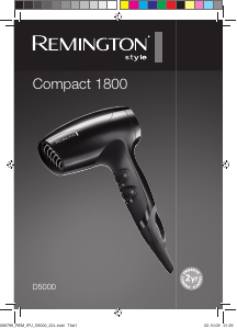 Εγχειρίδιο Remington D5000 Compact 1800 Πιστολάκι μαλλιών