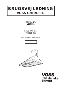 Brugsanvisning Voss VEM601-0 Emhætte
