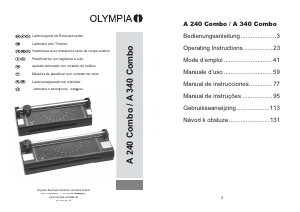 Handleiding Olympia A 240 Combo Lamineermachine