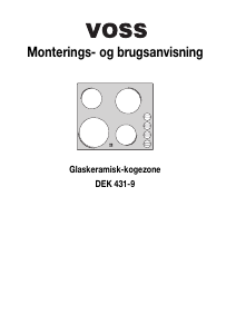 Brugsanvisning Voss DEK431-9 Kogesektion