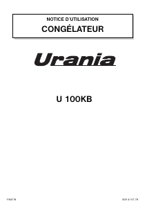 Mode d’emploi Urania U110KB Congélateur
