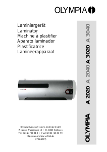 Handleiding Olympia A 2020 Lamineermachine