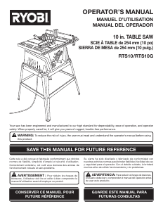 Endulzar Telemacos azufre Manual de uso Ryobi RTS10 Sierra de mesa