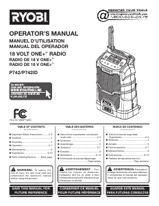 Manual de uso Ryobi P742 Radio