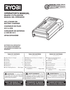 Handleiding Ryobi OP404VNM Batterijlader