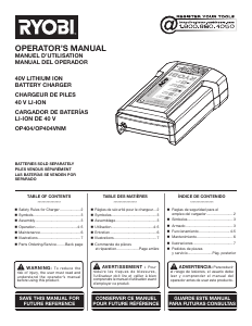 Manual de uso Ryobi OP404 Cargador de batería