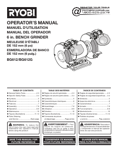 Manual Ryobi BG612G Bench Grinder