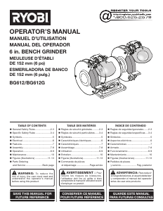 Manual de uso Ryobi BG612G Amoladora de banco