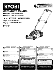 Manual Ryobi RY40104 Lawn Mower