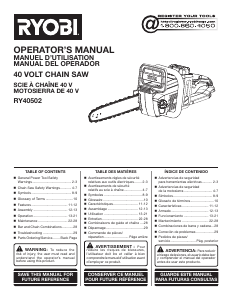 Mode d’emploi Ryobi RY40502 Tronçonneuse