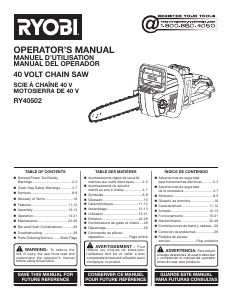 Manual de uso Ryobi RY40502B Sierra de cadena