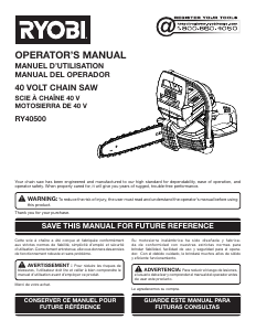 Manual Ryobi RY40580 Chainsaw