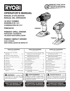 Manual de uso Ryobi PSBCK01K Atornillador taladrador