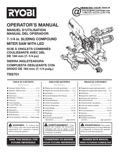 Manual Ryobi TSS701 Mitre Saw