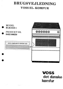 Brugsanvisning Voss ELK610-1 Komfur