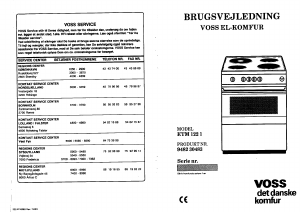 Brugsanvisning Voss ETM1321 Komfur