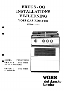 Brugsanvisning Voss GEB1071 Komfur