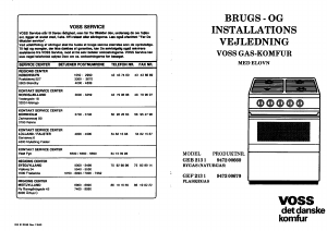 Brugsanvisning Voss GEF1071 Komfur