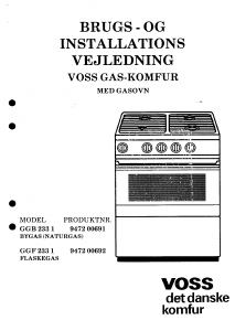 Brugsanvisning Voss GGB2331 Komfur