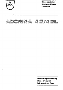 Mode d’emploi V-ZUG Adorina 4 SL Lave-linge