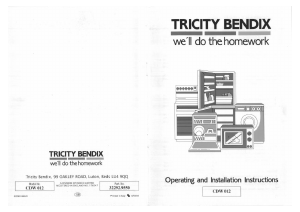 Manual Tricity Bendix CDW012 Dishwasher