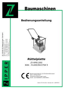 Bedienungsanleitung Zipper ZI-RPE120G Plattenverdichter