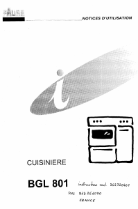 Mode d’emploi Faure BGL801W Cuisinière