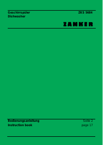 Bedienungsanleitung Zanker ZKS5684A Geschirrspüler