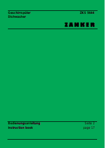 Bedienungsanleitung Zanker ZKS5644A Geschirrspüler