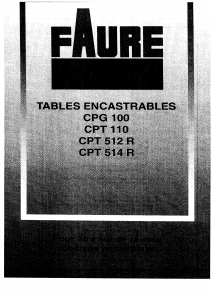 Mode d’emploi Faure CPG100X Table de cuisson