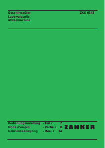 Mode d’emploi Zanker ZKS0345W Lave-vaisselle