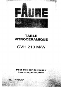 Mode d’emploi Faure CVH210M Table de cuisson