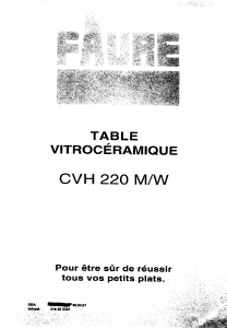 Mode d’emploi Faure CVH220W Table de cuisson