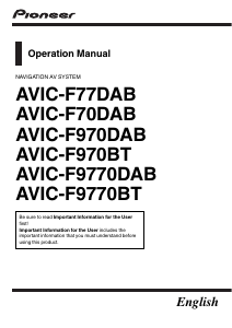 Manual Pioneer AVIC-F9770BT Car Navigation