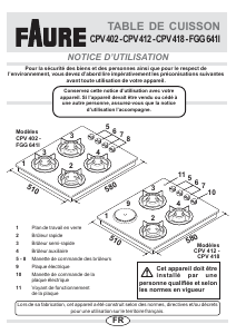 Mode d’emploi Faure FGG641IM Table de cuisson